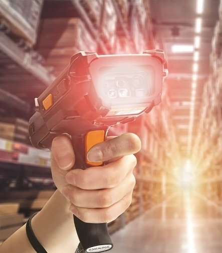 A handheld barcode scanner