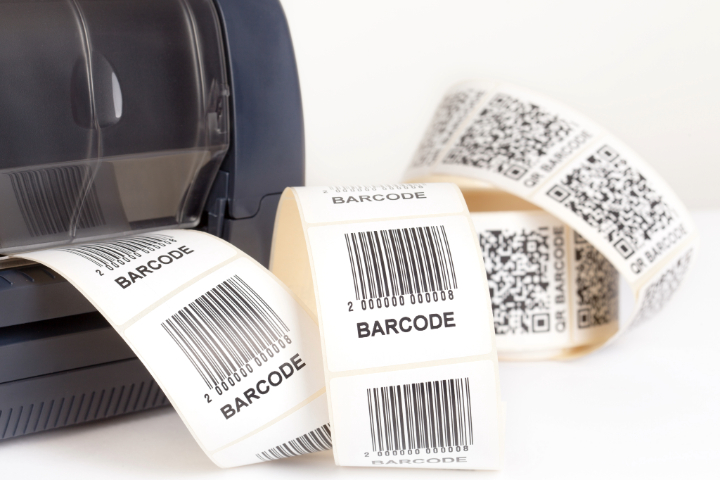 A mini-barcode printer printing out barcodes