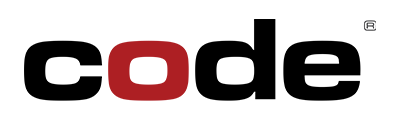 The logo for code