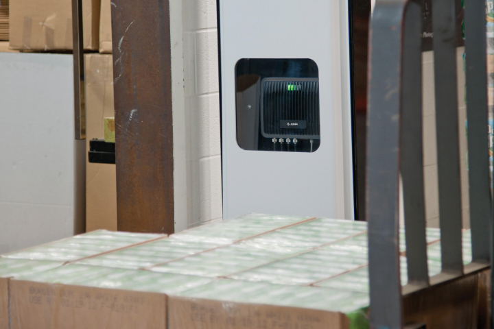 A fixed RFID scanner in a warehouse