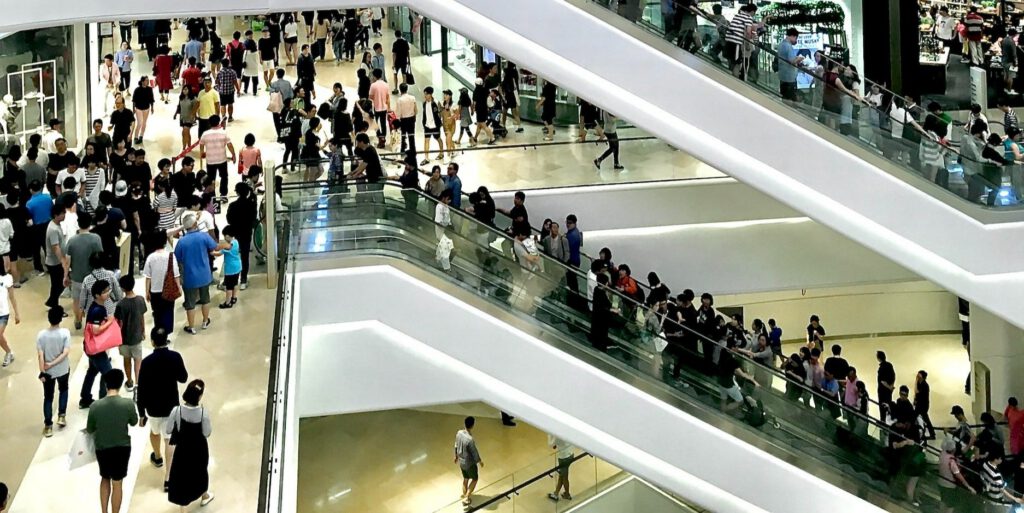 Interior of a shopping center